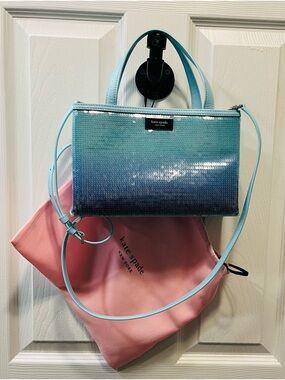 Kate Spade Ombre Sam Icon Blue-Green Sequin Crossbody Bag. NWT